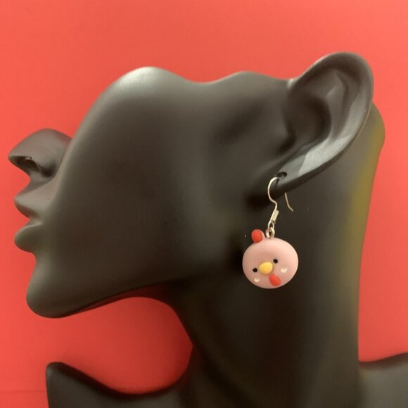 Chicken Earring, Hen Earring, Rooster Earring, Bird Earring, Gift Idea, Chicken - Picture 5 of 5